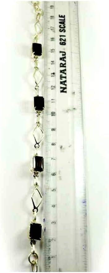 Natural Smoky Quartz Bracelet Girl Sterling Silver Brown Emerald-Shape Handmade L 6.5-8 in