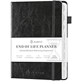 JUBTIC End of Life Planner, Estate Planning Organizer, Death Planner with Labels, Just in Case I Die Book Organizer, Will Preparation, Funeral Planning, Final Arrangements Notebook (5.6 * 8.5”)-Black