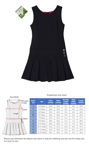 Bienzoe Girls School Uniform Jumper: Stretch Pleated Durable Kids Knee Length Sleeveless Dress Navy 14 - Thumbnail 2