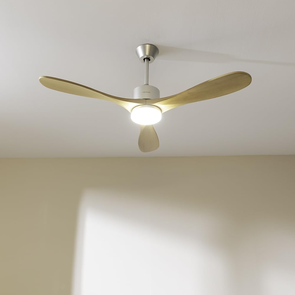 Cecotec Ventilatore da soffitto EnergySilence Aero 5290 Golden Pro. 35 W con motore DC e 52” e luce LED, 5 velocità di funzionamento, altezza di 15 cm o 25 cm, funzione estate/inverno