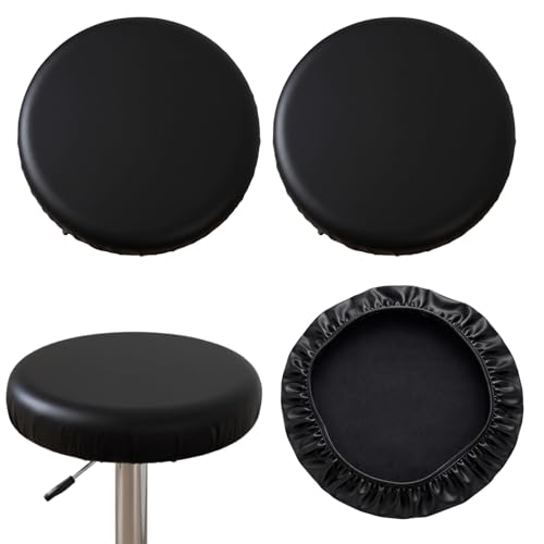LQDXZQ 3 Set of Round Stool Covers,Bar Stool Covers, Bar Stool Seat Covers,PU Leather Fabric for Kitchen and Dining Room, Universal Fit for Dia 11-14 in Bar Stools