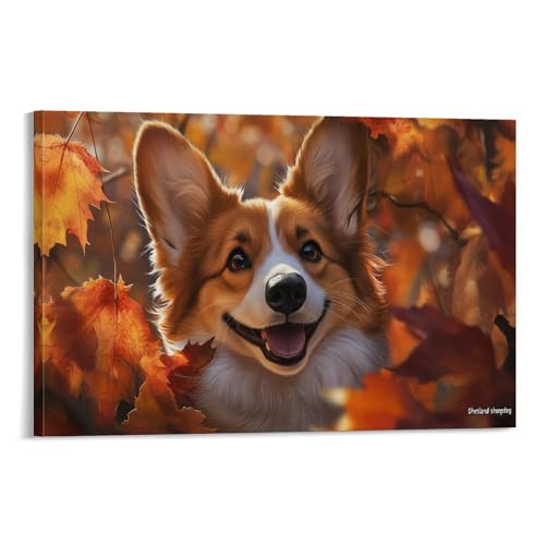 Toile Corgi 40x60cm tableau encadré pour décoration de salon