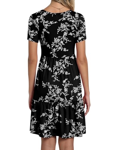 Image of TAOHUADAO 2026 Summer Dresses for Women Short Sleeve Ruffle Casual Sundress with Pockets