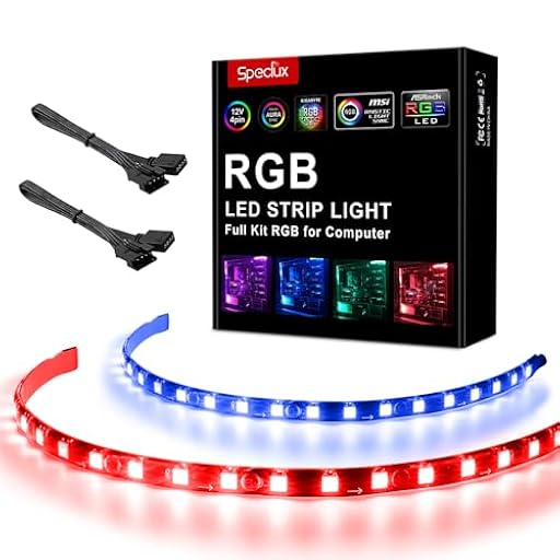 Speclux Tira de luces LED RGB de PC – Tira de luz LED magnética para Modding PC Case, control de placa base, 12V 4pin 30cm RGB, compatible con Asrock RGB Led, Asus Aura, Gigabyte RGB Fusion | Ya disponible en tu tienda friki favorita! En mundofriki.es!