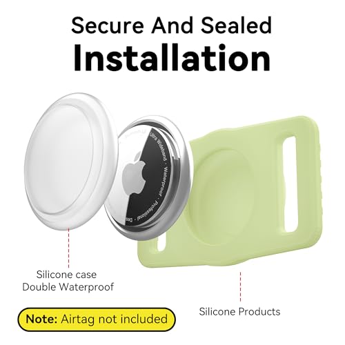 Image of GOCII for Airtag Dog Collar Holder 2 Pack,Waterproof Dog Collar Holder for Apple AirTag(Gen 1 & 2),Silicone Air Tags Case for Dog Collars(Glow Green)