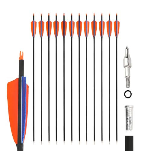 limaity Flecha híbrida de Carbono 31.6 Pulgadas Flechas de Caza Flechas de práctica de Tiro Spine 500 con Tres Plumas Naturales de 4 Pulgadas para Arco recurvo y Arco Compuesto (6)