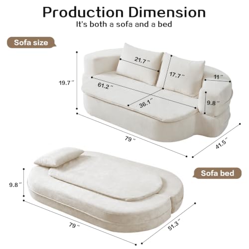 Image of 79 inch Convertible Futon Sofa Bed Mattress, Sleeper Boneless Futon Sofa,Beige