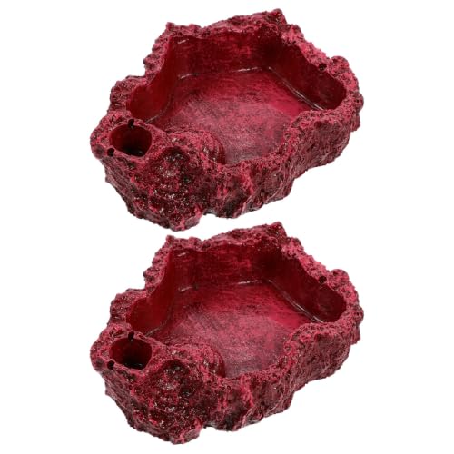 Angoily 2 Pièces Bol et Stabilité Finition Soignée Rouge pour Reptiles en Résine pour Alimentation et Eau, pour Petits Reptiles et Serpents sur Bureau