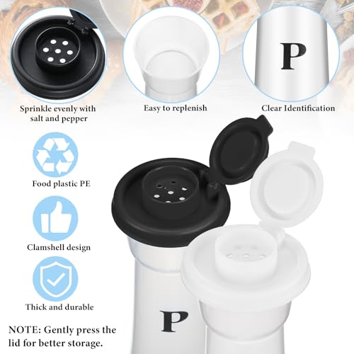 Image of Set of 2 Plastic Salt and Pepper Shakers with Lids Large Salt Shaker Pepper Container Vintage Tall Hourglass Camping Picnic Outdoors Travel Spice Set for Home Picnic Kitchen(Classic,Black White)