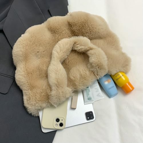 Fluffy Large Tote Bag for Women Soft Fuzzy Handbag Plush Shoulder Bag Faux Fur Bag Furry Top Handle Purse 6