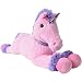 Produktbild TE-Trend XXL Einhorn Kuscheltier Plüsch Tier Pferd Plüschtier liegend 80cm pink lila Horn Halsband Schweif