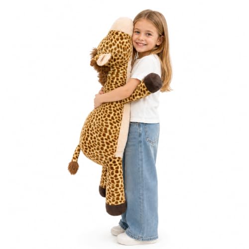 Image of MMguai 40inch Giant Giraffe Stuffed Animal, Cute Cuddly Stuffed Giraffe Plush Toy Pillow, Big Large Soft Giraffe Plushie Gift for Kids, Adults, Boys & Girls, Birthday