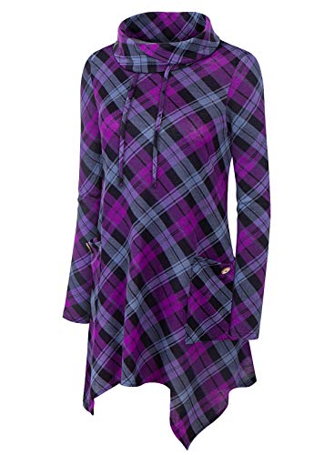 Image of Bulotus Womens Sweaters 2025 Winter Cowl Neck Long Asymmetrical Tunic Sweaters for Leggings Holiday Vacation Tops