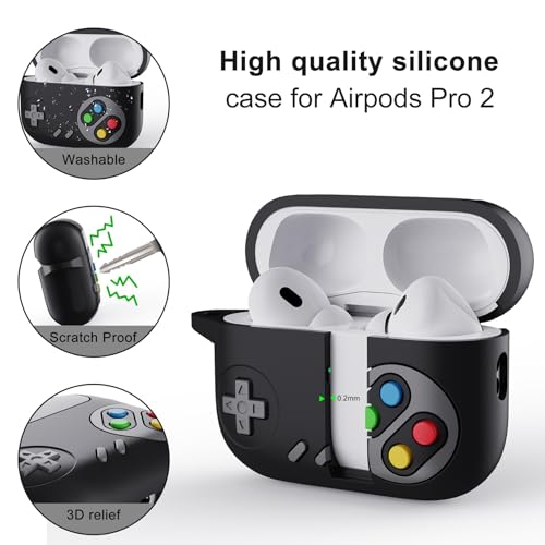 Image of Printme AirPods Pro 2nd Generation Case Cover, Classic Gamepad Design Case Military Hard Shell Protective Cover for Apple AirPods Pro 2 /1 Charging Case for Kids Men Women (Pink)