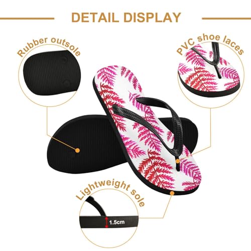 Sinestour Red Leaves Flip Flops for Beach Thong Sandals Anti-slip Lightweight Flat Slippers for Indoor Outdoor House3
