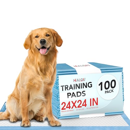 Healqu Alaise pour Chien - x100 Alèses Jetables pour Chiens & Chats - Tapis Absorbant 24x24 pour L'Éducation à la Propreté des Animaux - Alèse Jetable Technologie Ultra Absorbante Chat & Chiot