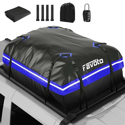 Favoto Dachbox 566L Faltbarer Dachkoffer wasserdichte Dachtasche mit Antirutschmatte Türhaken Verstärkungsgurte für PKW Autos SUVS mit/ohne...