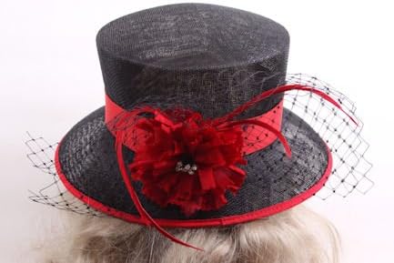 Cinnamay Women's Hat with Ribbon, Flower and Netting