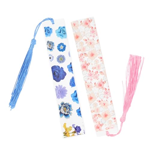 Marque pages résine anti-cornes avec fleurs séchées de rose bleu pour protéger vos livres