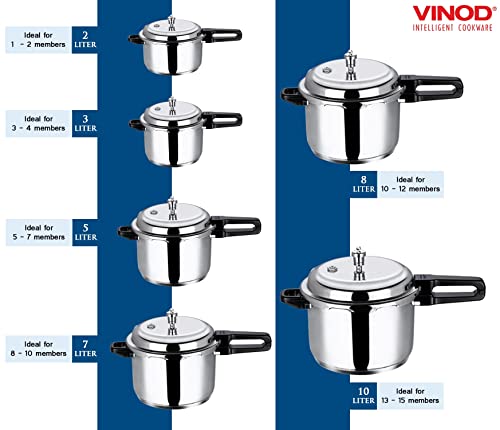 Vinod Pressure Cooker Stainless Steel, Outer Lid Induction Base Cooker,Indian, Sandwich Bottom, Cooking, Soups, and Rice Recipes, Quinoa (7 Litres) - Image 6
