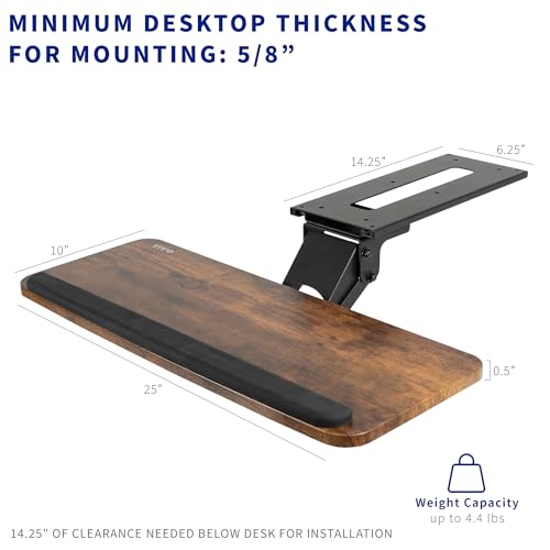 VIVO Adjustable Computer Keyboard and Mouse Platform Tray, Ergonomic Under Table Desk Mount Drawer Underdesk Shelf, Rustic Vintage Brown, MOUNT-KB03N - Thumbnail 5