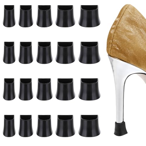 Bewudy 10 pares de talones de tacón alto, 5 tamaños, de silicona, antideslizantes, protectores de talón, protección de tacón negro, para césped, bodas, actividades al aire libre (XX, XS, S, M, L)