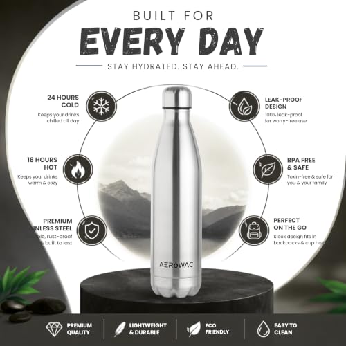 Image of 304 Stainless Steel Viva Insulated Flask 750ml | Hot & Cold 24 Hours | Double Wall, Lightweight, Leak Proof, BPA-Free Bottle | Ideal for Office, Gym, School & Travel (Matte Silver, Pack of 1)