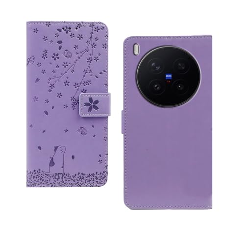 Image of amazon basics Vivo X300 Pro 5G Flip Cover | Card Pockets Wallet & Stand | Flip Cover for Vivo X300 Pro 5G (Purple Tree)