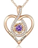 🌹 925 STERLING SILVER NECKLACE: Die Herz Anhänger Halskette ist für das Ewige Herz der Liebe entworfen, mit einem Rosenblüten runden Geburtsstein Zirkon. Es ist aus 925 Sterlingsilber mit hochwertiger Rhodium- oder Roségold-Beschichtung gefertigt. Diese sicheren Materialien sind hypoallergen und haben Oxidationsbeständigkeit. Größe des Anhängers: 0.87