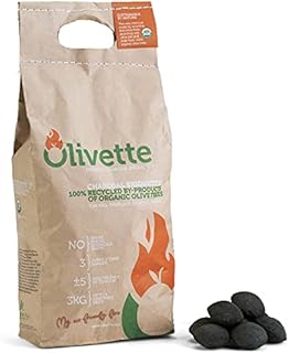 Olivette Organic Charcoal Briquettes for Grilling BBQ, USDA Organic Certified | 100% Recycled Olive Tree Byproducts