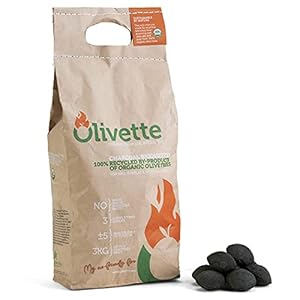 Organic Charcoal Briquettes by Olivette, Reusable Charcoal for Grilling, USDA Certified, Recycled Olive Tree Byproduct, Ready to Light BBQ Charcoal, 6.6 lb. Bag Equal to 20 lb. of a Regular Charcoal Organic Charcoal Briquettes by Olivette Reusable Charcoal for Grilling USDA Certified Recycled Olive Tree Byproduct Ready to Light BBQ Charcoal 66 lb Bag Equal to 20 lb of a Regular Charcoal