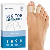 FULEEAN Big Toe Spacer/Corrector,Overlapping Toes, Bunion Pain Relief, Toe Alignment, Soft Silicone/Gel, 2 Loop,Day Night Wear,3 Sizes,Comfortable, Washable. (Beige, MIDDLE: WOMEN 9.5-11 /MEN 6.5-9)