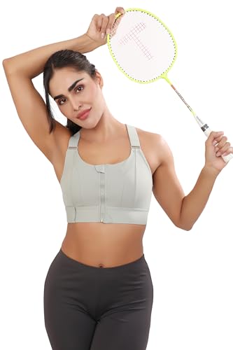 Image of Bella Voste Women Polyester Spandex High Impact Front Zip Sports Bra Fitness Criss Cross Back Crop Tops Tank Gym Yoga Workout, Size: M-5XL