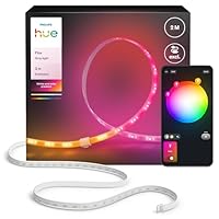 Hue Flux 2-Meter-LED-Streifen-Verlängerung, lebendige Farben und Atmosphäre, flexible Innenbeleuchtung, Chromasync™-Farbmischung, zuschneidbar, verlängerbar, wiederverwendbar, App- und Sprachsteuerung