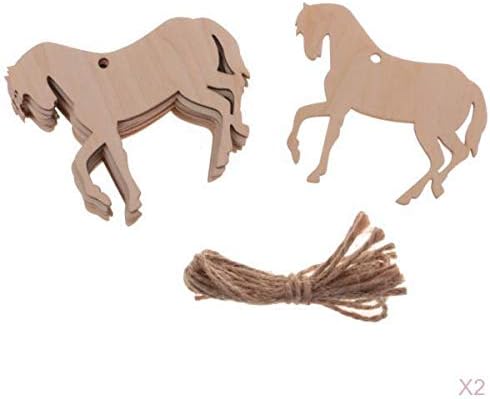 Lot de 20 décorations à suspendre en bois naturel en forme de che...