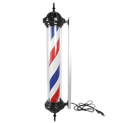 40 Inch Barber Pole Light, Hair Salon Barber Shop Open Sign, Rotating Red White Blue LED Light Bar, Indoor/Outdoor Wall Mounted Rotating Light, Classic Style.