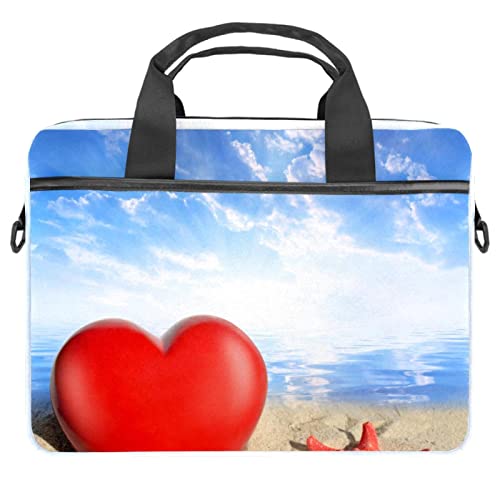 Sacoche PC portable 14 pouces fine avec bandoulière et imprimé plage mer rétro