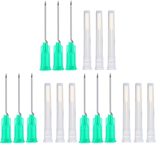 Image of 300 Pack 21Ga 1 Inch Sterile Disposable Injection Needle with Cap for Scientific and Industrial Dispensing Needl Accessories (21Ga)