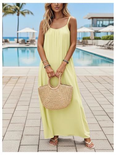 Image of SHENHE Women's Open Back Spaghetti Strap Beach Maxi Dress Loose Flowy Vacation Sundress