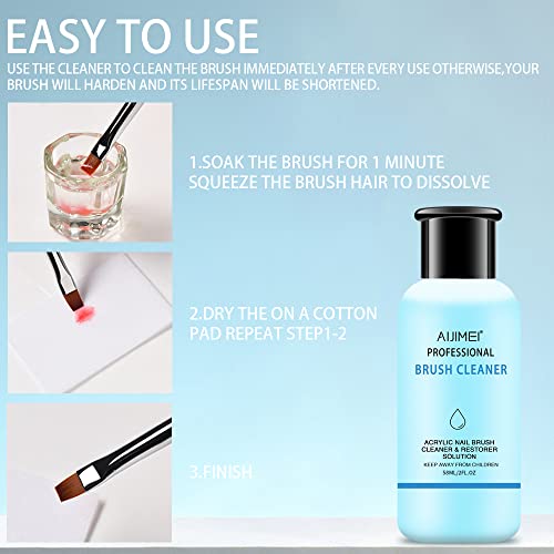 Image of Acrylic Nail Brush Cleaner Acrylic Brush Cleaner Liquid Acrylic Paint Brush Cleaner Nails Artist Acrylic Brush Cleaner 58ml 2.1 FL.OZ