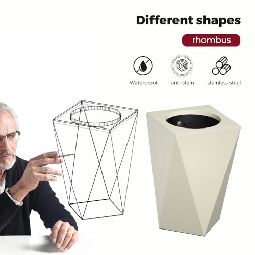 Image of 10L /2.6GAL Modern Open top Garbage can,Cream Bathroom tarsh can,Small White Wastebasket for Bathroom,Bedroom,Office,Living Room,Hotel (White)