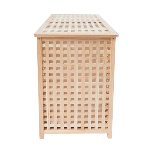 Panier à linge en bois double compartiment vertical organisateur - 8