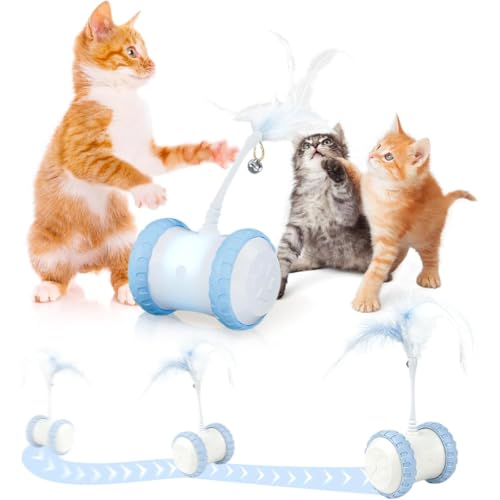 Quirix 猫 玩具 猫 おもちゃ 羽 電動ねこ 猫じゃらし 静音 自動式 USB 360度回転式 安全素材 簡単操作 猫 ペットおも 天然羽根 猫ちゃん狩猟天性満足ペット 充分スピード感 飽きない 一人遊び 好奇心満足 猫ちゃんへのプレゼント (A,S