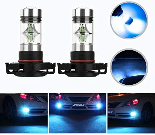 HOCOLO 5202 PS24W H16 100W Samsung Chip LED Fog Light Lamp Bulbs DRL Driving Lights 8000K Ice Blue High Power LED Bulbs Car Vehicle Lighting Accessories (Set of 2) (5202 PS24W H16 -Ice Blue 100W -Fog)
