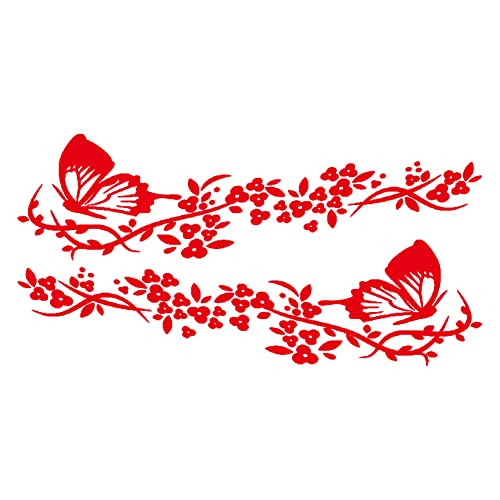 iSpchen 2pcs Autocollants Pour Voiture Pare-Chocs Capot Autocollant Stickers Lampe Sourcils Styling Auto Decor Stickers Papillon Fleur pour SUV Camion