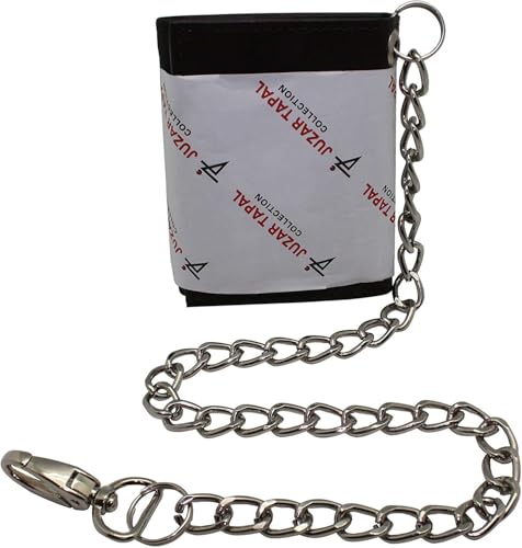 Biker Brown Tri-Fold Chain Wallet for Men's Pure leather Card Case Welcro Closer (Brown with Chain)2