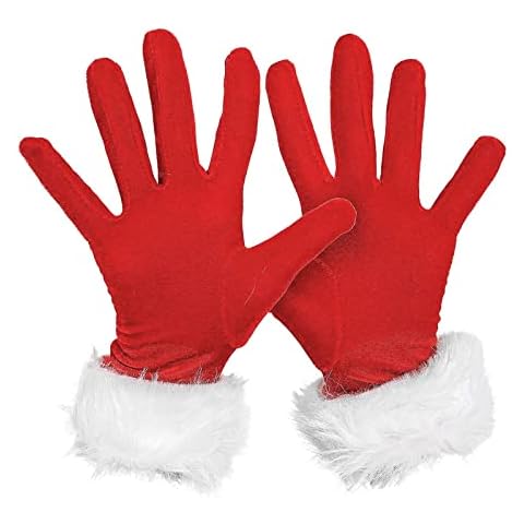 Womens Christmas Winter Warm Santa Red Velvet Gloves Mittens Dress Party Elastic Finger Gloves Christmas Cosplay Costume Accessories Cover