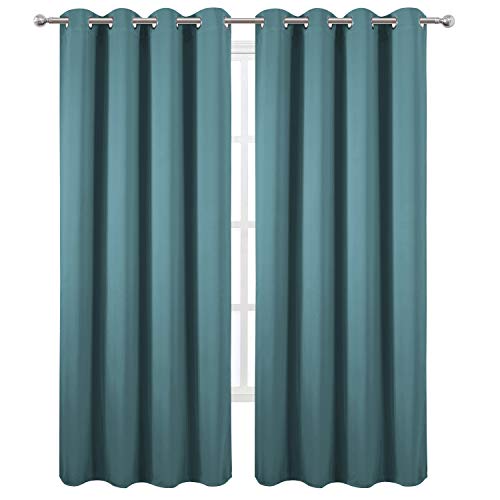 Image of LEMOMO Sea Teal Thermal Blackout Curtains /52 x 108 Inch /Set of 2 Panels Room Darkening Curtains for Bedroom