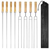 GANAZONO Grelhar Kabob Espeto 8Pcs Espetos De Churrasco Com Cabo De Madeira Garfo Para Churrasco Kabob Sticks Com Saco De Cordão Para Carne Frango Vegetais Frutas