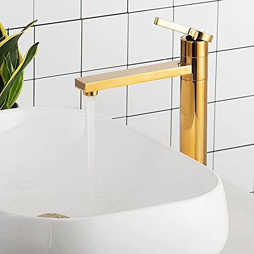 Robinet rotatif salle de bains bassin mitigeur eau chaude froide or brossé